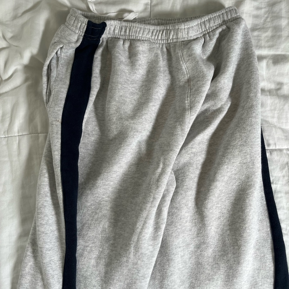 Brandy Melville Gray Sweatpants with navy blue stripe